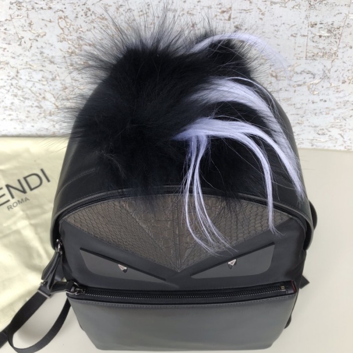 F**di bugs eye monster black nylon backpack