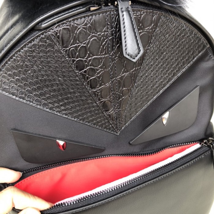 F**di bugs eye monster black nylon backpack