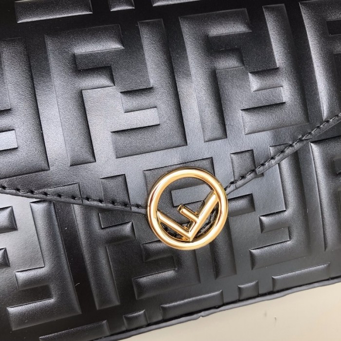 F**di wallet on chain with pouches black ff leather