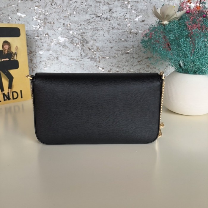 F**di wallet on chain with pouches black leather