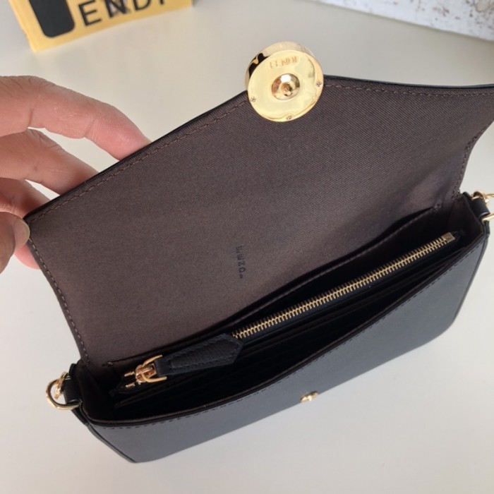F**di wallet on chain with pouches black leather