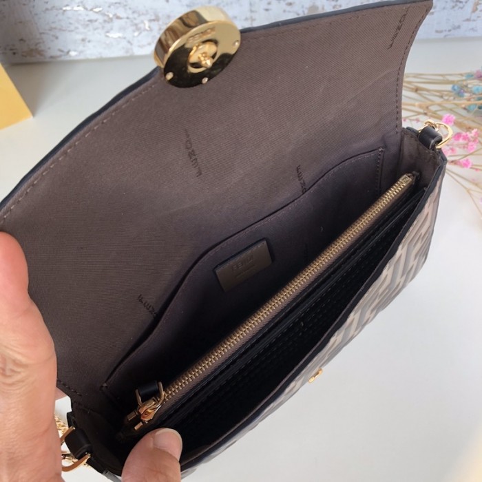 F**di wallet on chain with pouches brown ff leather