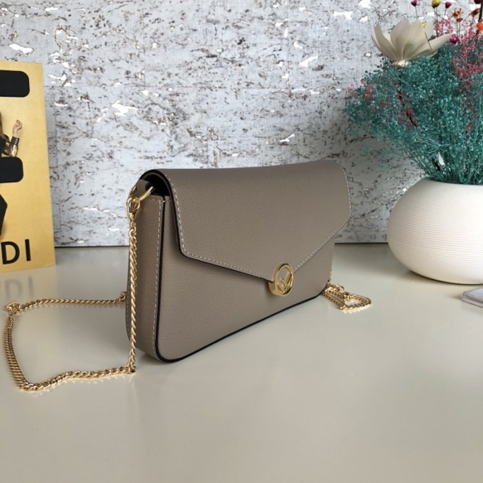 F**di wallet on chain with pouches grey leather