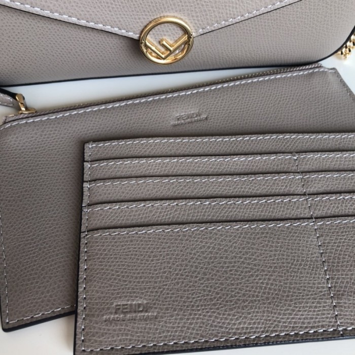 F**di wallet on chain with pouches grey leather