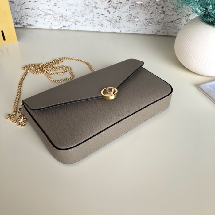 F**di wallet on chain with pouches grey leather