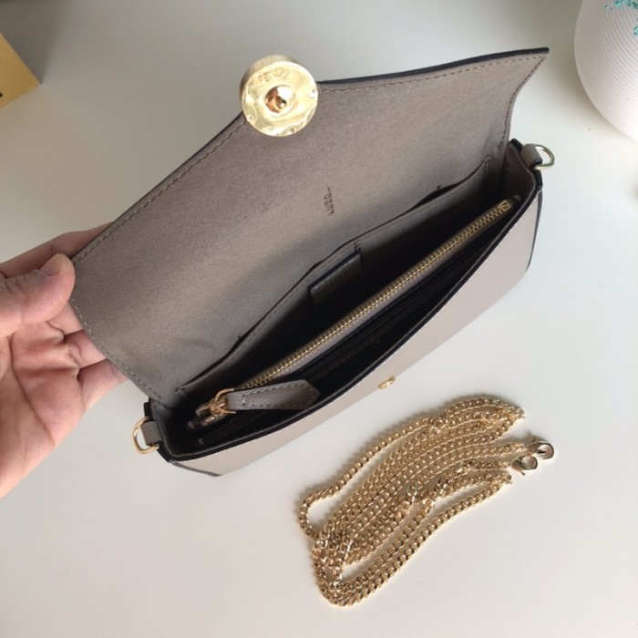 F**di wallet on chain with pouches grey leather