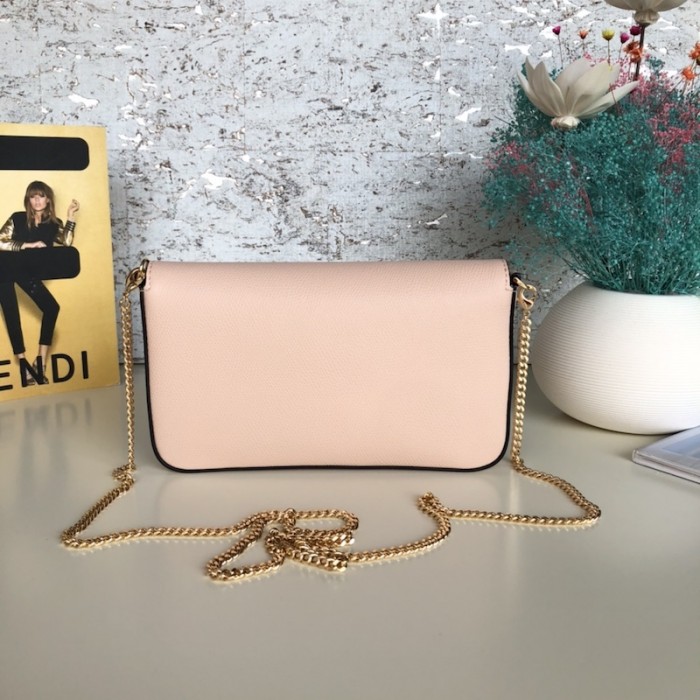 F**di wallet on chain with pouches pink leather