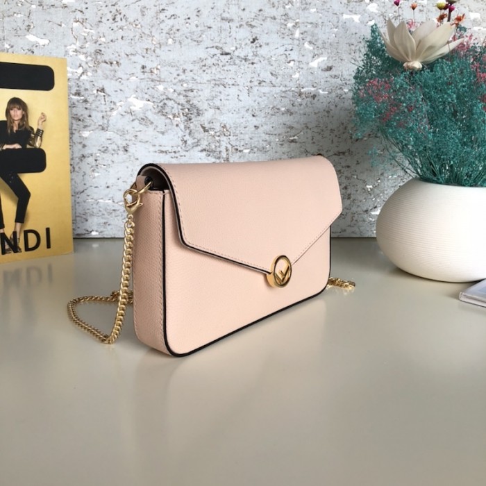 F**di wallet on chain with pouches pink leather