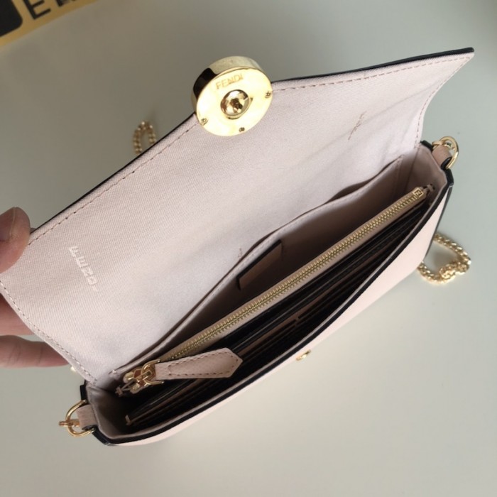 F**di wallet on chain with pouches pink leather