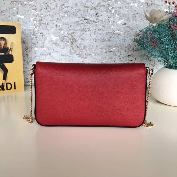 F**di wallet on chain with pouches red leather