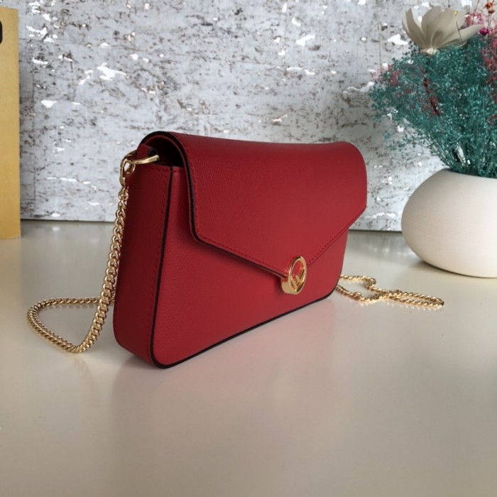 F**di wallet on chain with pouches red leather