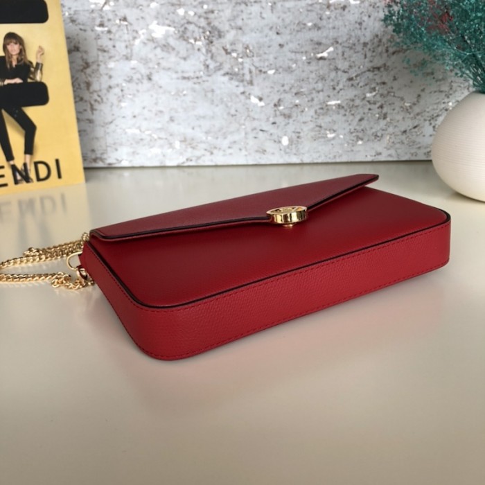 F**di wallet on chain with pouches red leather