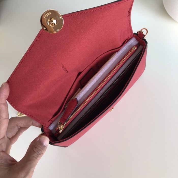 F**di wallet on chain with pouches red leather