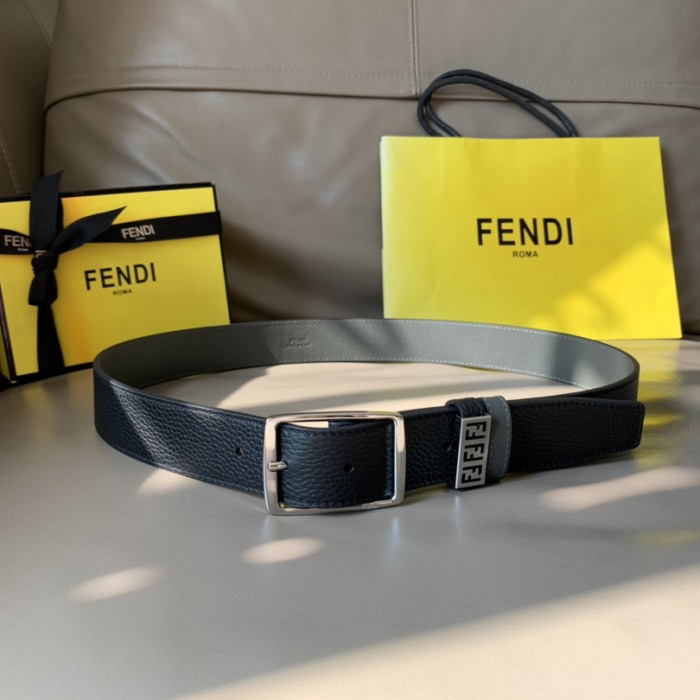 F**di leather belt with pin buckle black / silver 7c0435
