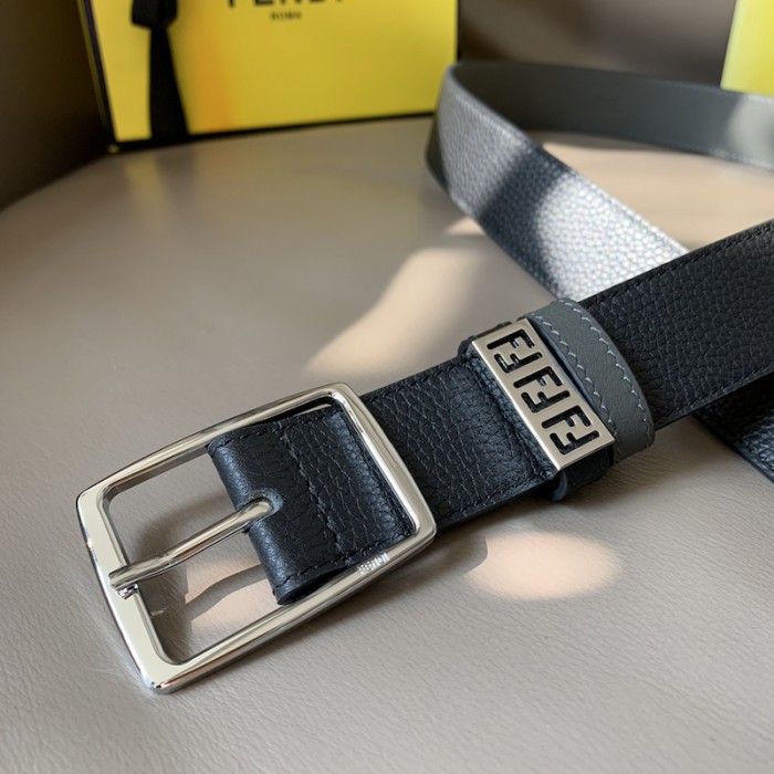 F**di leather belt with pin buckle black / silver 7c0435