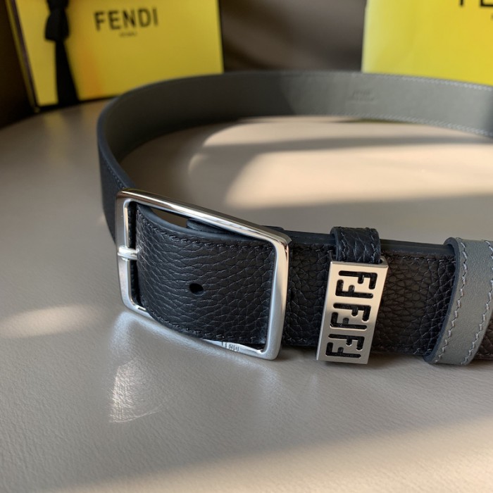 F**di leather belt with pin buckle black / silver 7c0435