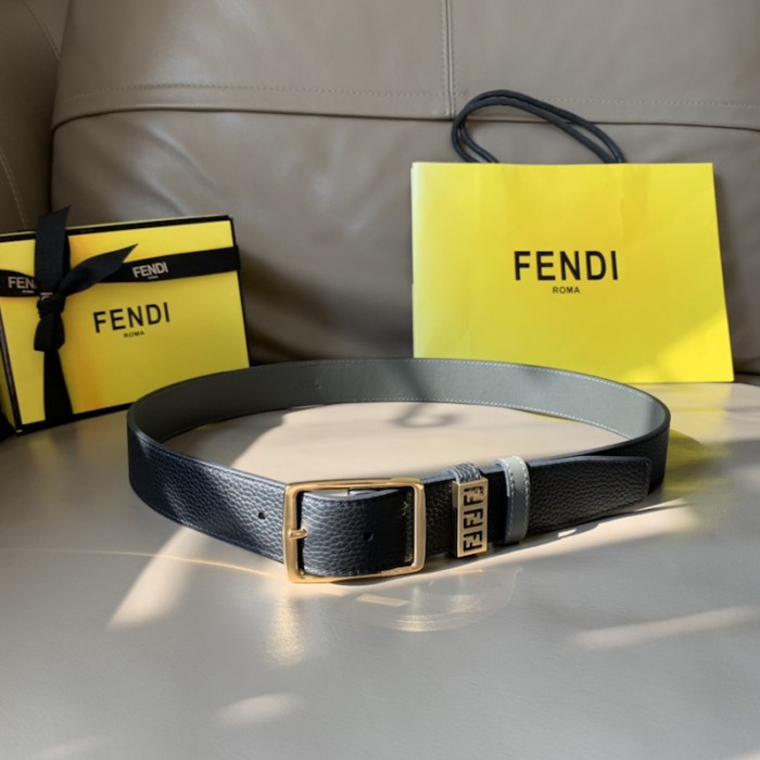F**di leather belt with pin buckle black / gold 7c0435