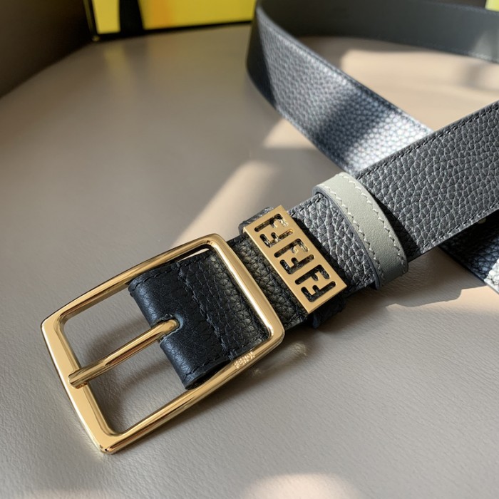 F**di leather belt with pin buckle black / gold 7c0435