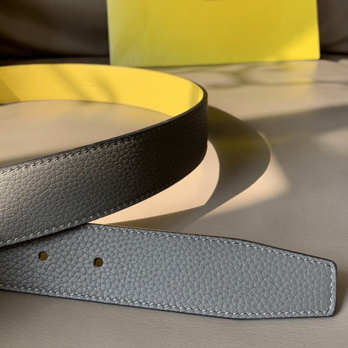 F**di leather belt with pin buckle grey / silver 7c0435