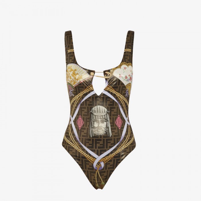 F**di one-piece swimsuit fendace multicolour lycra® swimsuit