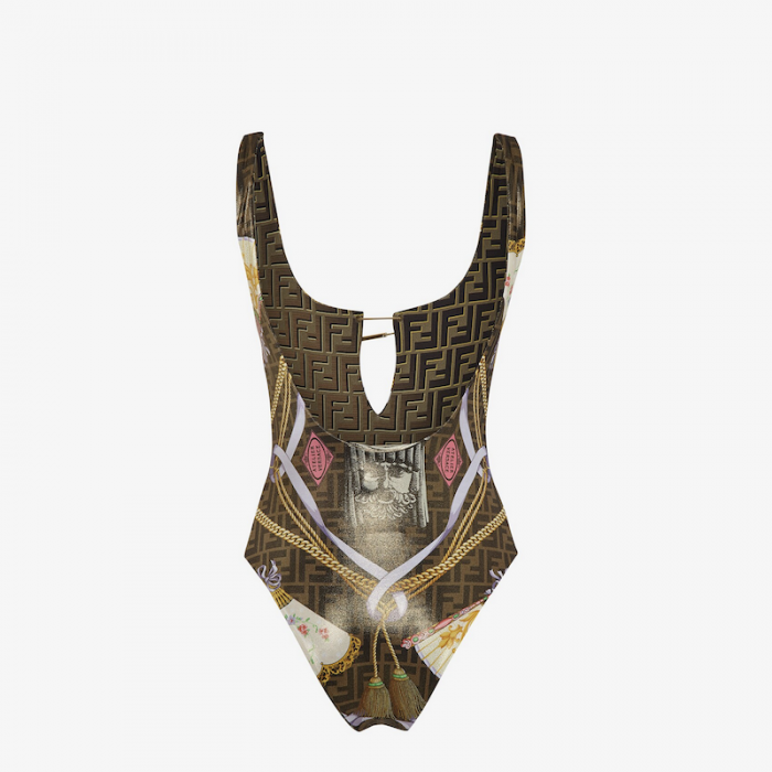 F**di one-piece swimsuit fendace multicolour lycra® swimsuit