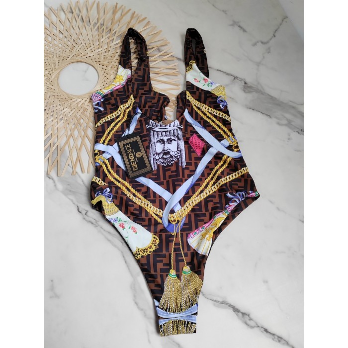 F**di one-piece swimsuit fendace multicolour lycra® swimsuit