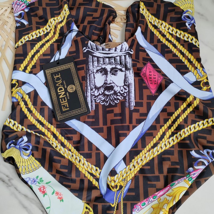 F**di one-piece swimsuit fendace multicolour lycra® swimsuit