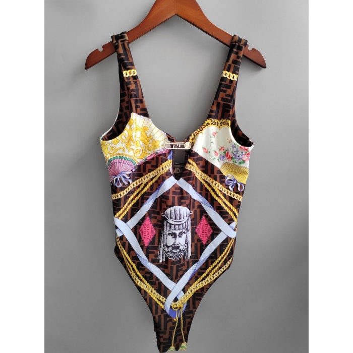 F**di one-piece swimsuit fendace multicolour lycra® swimsuit