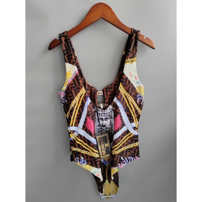 F**di one-piece swimsuit fendace multicolour lycra® swimsuit
