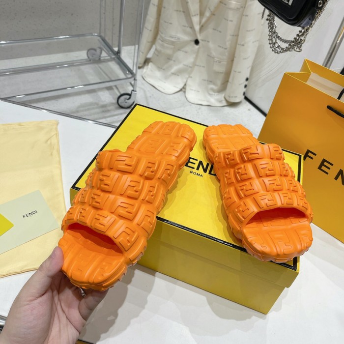 F**di cloud slides orange rubber slides