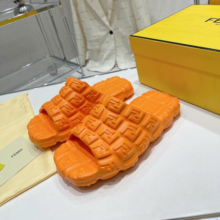 F**di cloud slides orange rubber slides