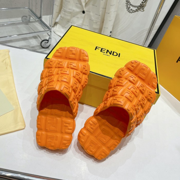 F**di cloud slides orange rubber slides