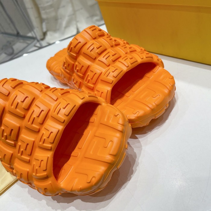 F**di cloud slides orange rubber slides