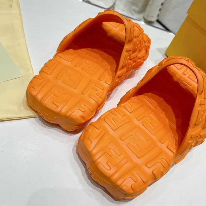F**di cloud slides orange rubber slides