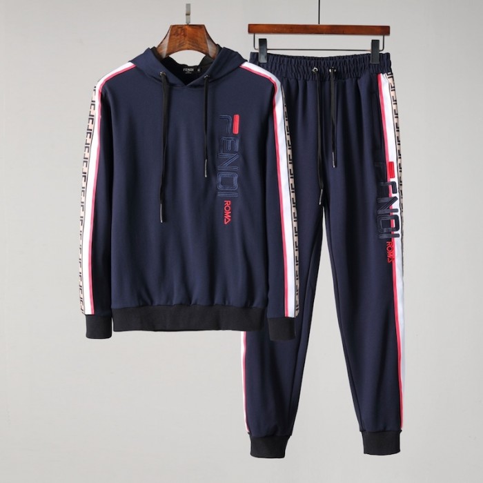 F**di fila sleeve striped full tracksuit navy