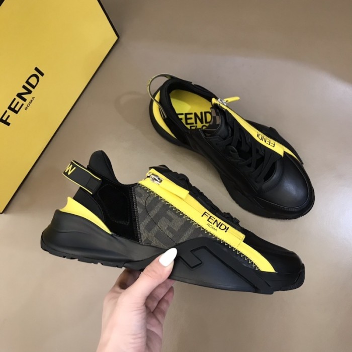 F**di flow nylon low tops sneaker black / yellow