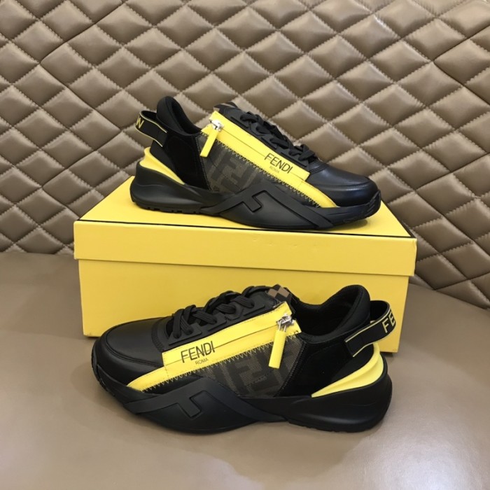 F**di flow nylon low tops sneaker black / yellow