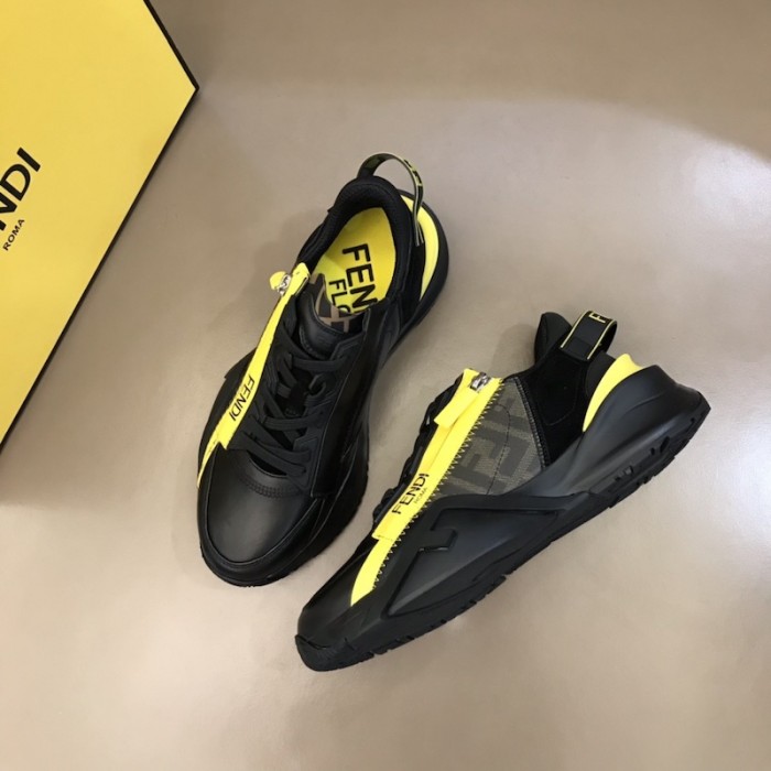 F**di flow nylon low tops sneaker black / yellow