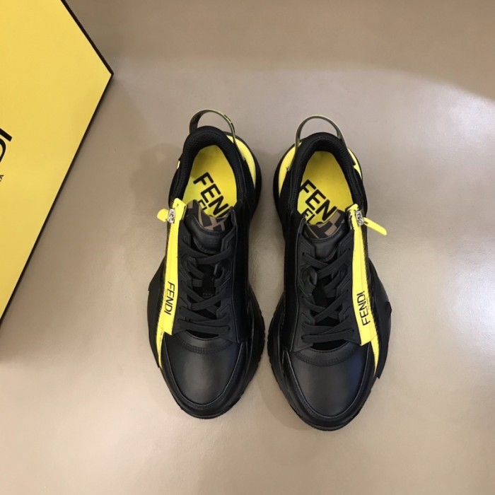 F**di flow nylon low tops sneaker black / yellow