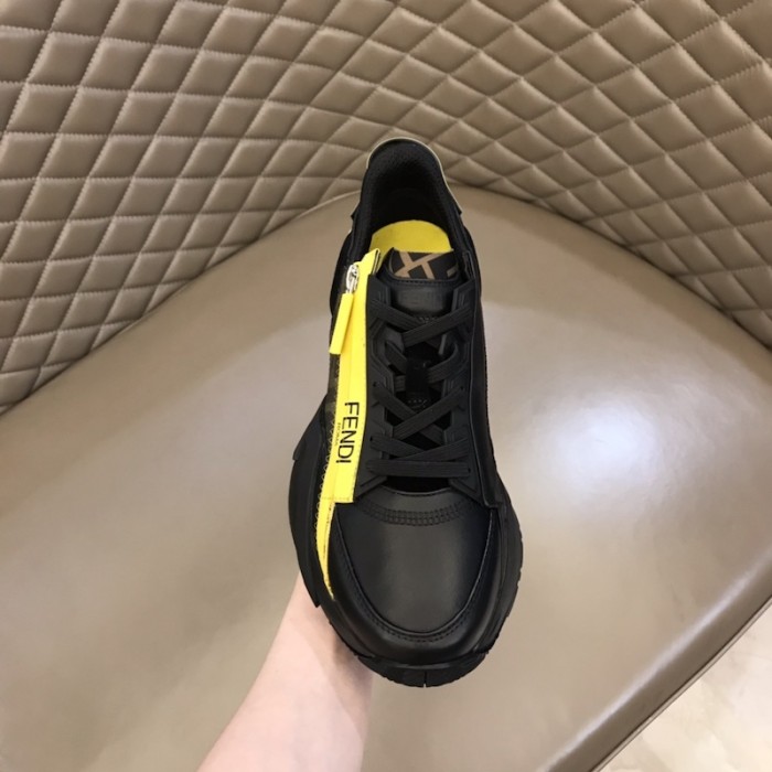 F**di flow nylon low tops sneaker black / yellow