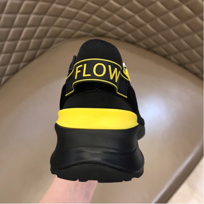 F**di flow nylon low tops sneaker black / yellow