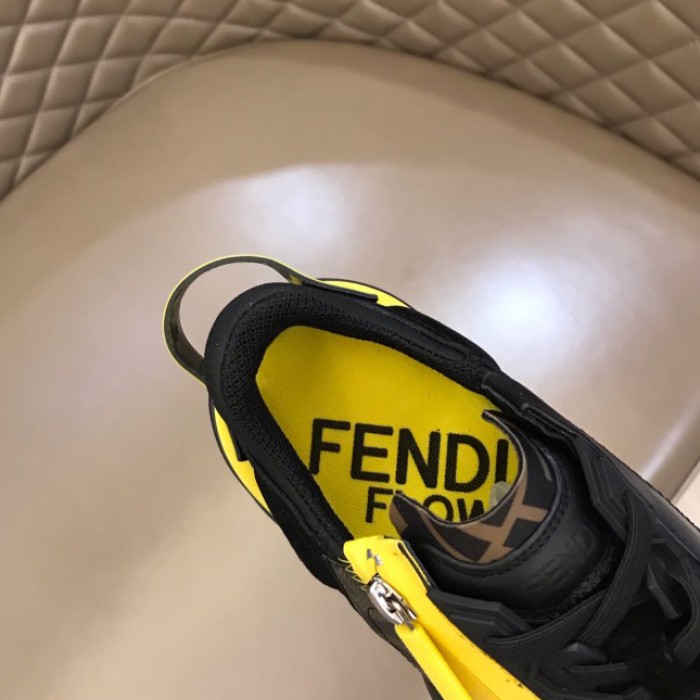 F**di flow nylon low tops sneaker black / yellow