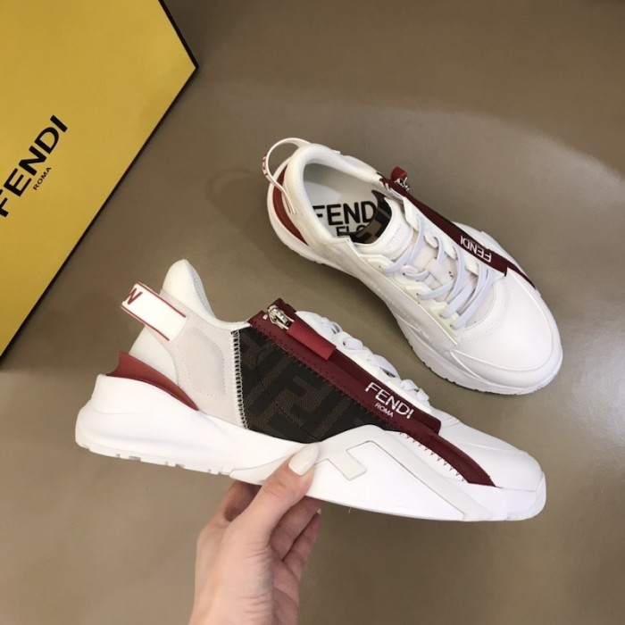F**di flow nylon low tops sneaker white / red