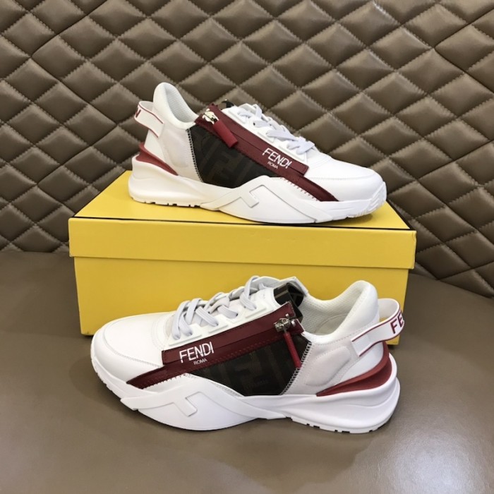 F**di flow nylon low tops sneaker white / red