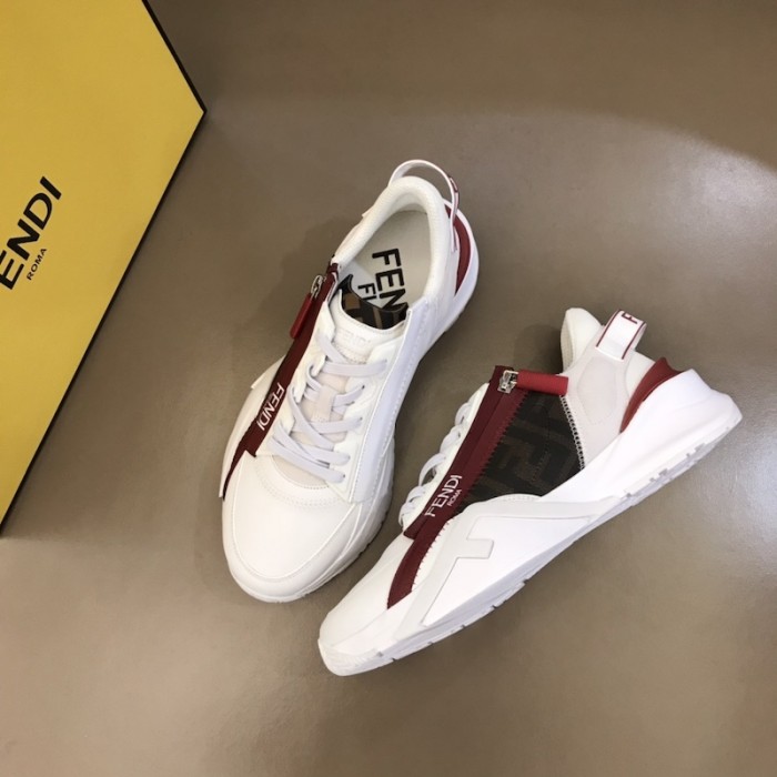 F**di flow nylon low tops sneaker white / red