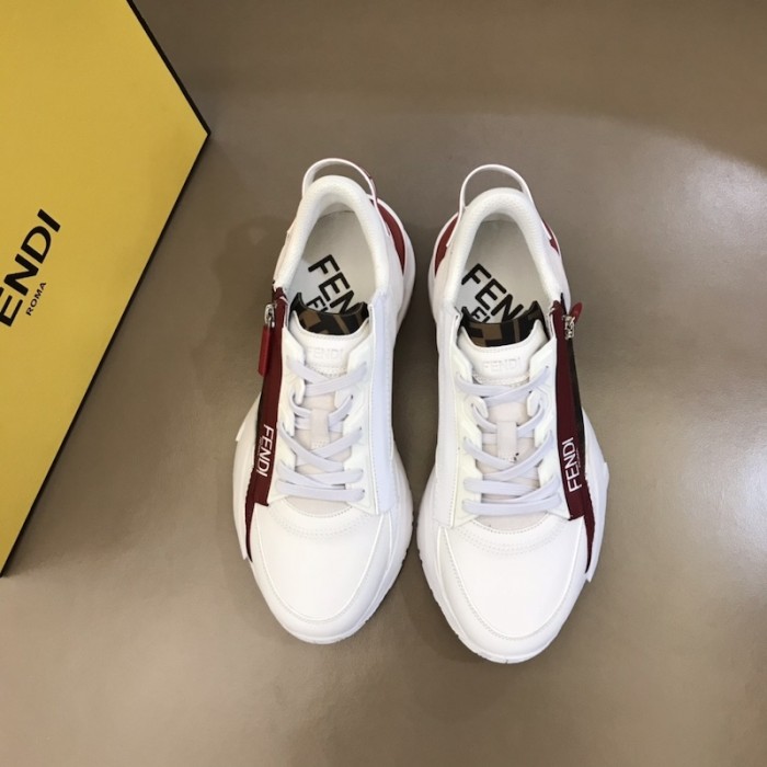 F**di flow nylon low tops sneaker white / red