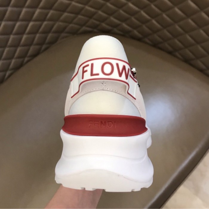 F**di flow nylon low tops sneaker white / red