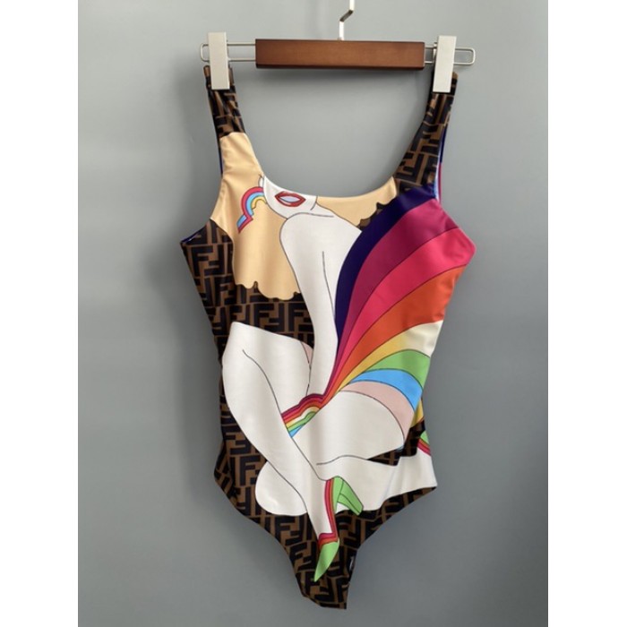 F**di multicolor lycra one-piece swimsuit