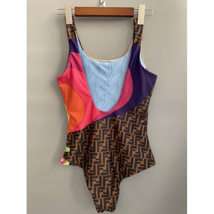 F**di multicolor lycra one-piece swimsuit