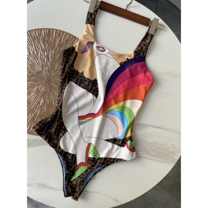 F**di multicolor lycra one-piece swimsuit